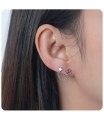 Star Enamel Color Stud Earrings with Chain STC-52